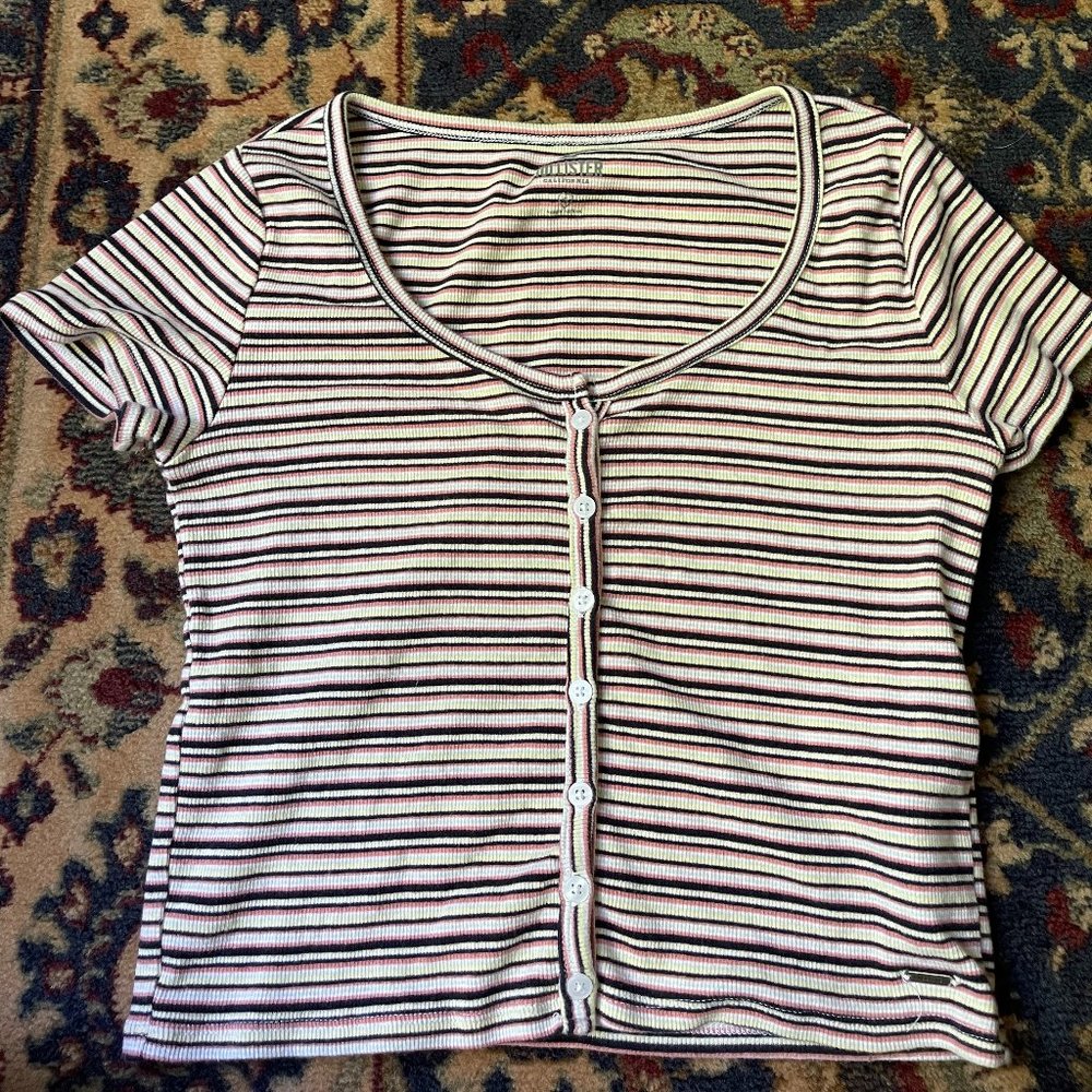 Hollister Striped Button-Up Top
